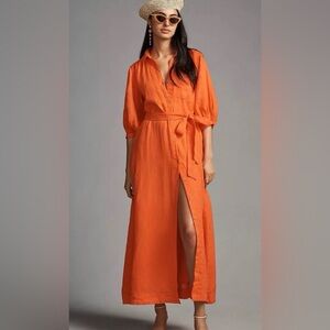 Maeve by Anthropologie Tangerine Long Sleeve Dress